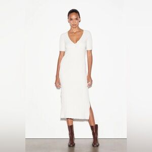 NWT FRAME - LAYERED WRAP SWEATER DRESS BONE SIZE XL